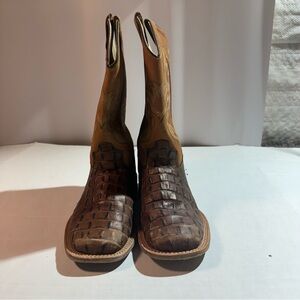 Old West Children's Faux Horn Back Gator Print Boots Size 6.5 D